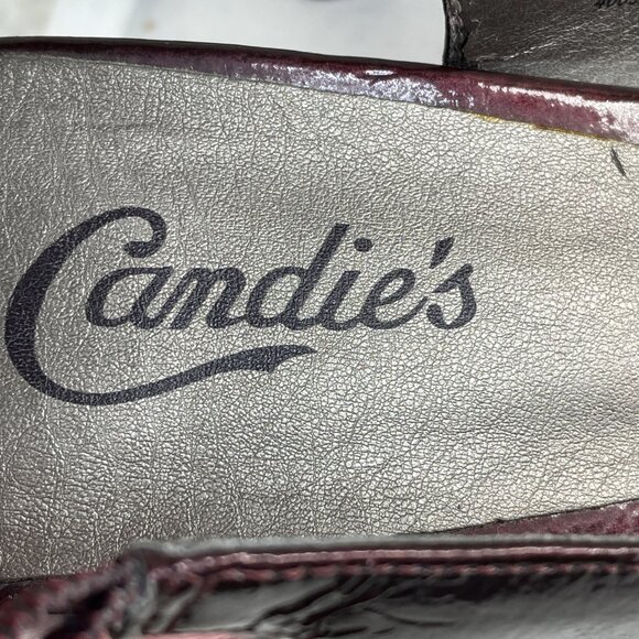 Candie's High Heels Womens Sz 8.5 Burgundy Red Slingback Peep Toe 4 Inch Heels - Picture 5 of 8